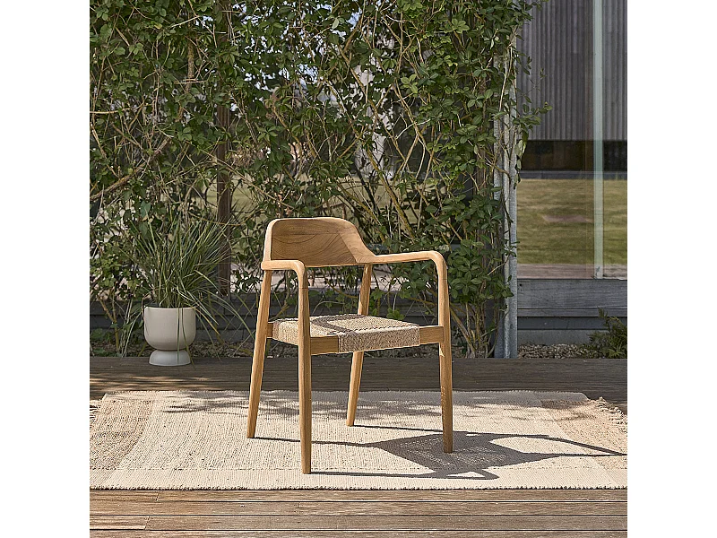 Poltrona da giardino in teak massello e corda