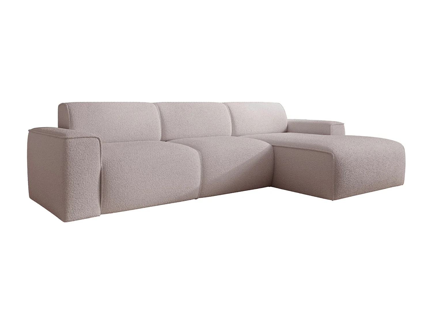 Hoekbank – ottomane rechts – beige – bouclé – BOUVI