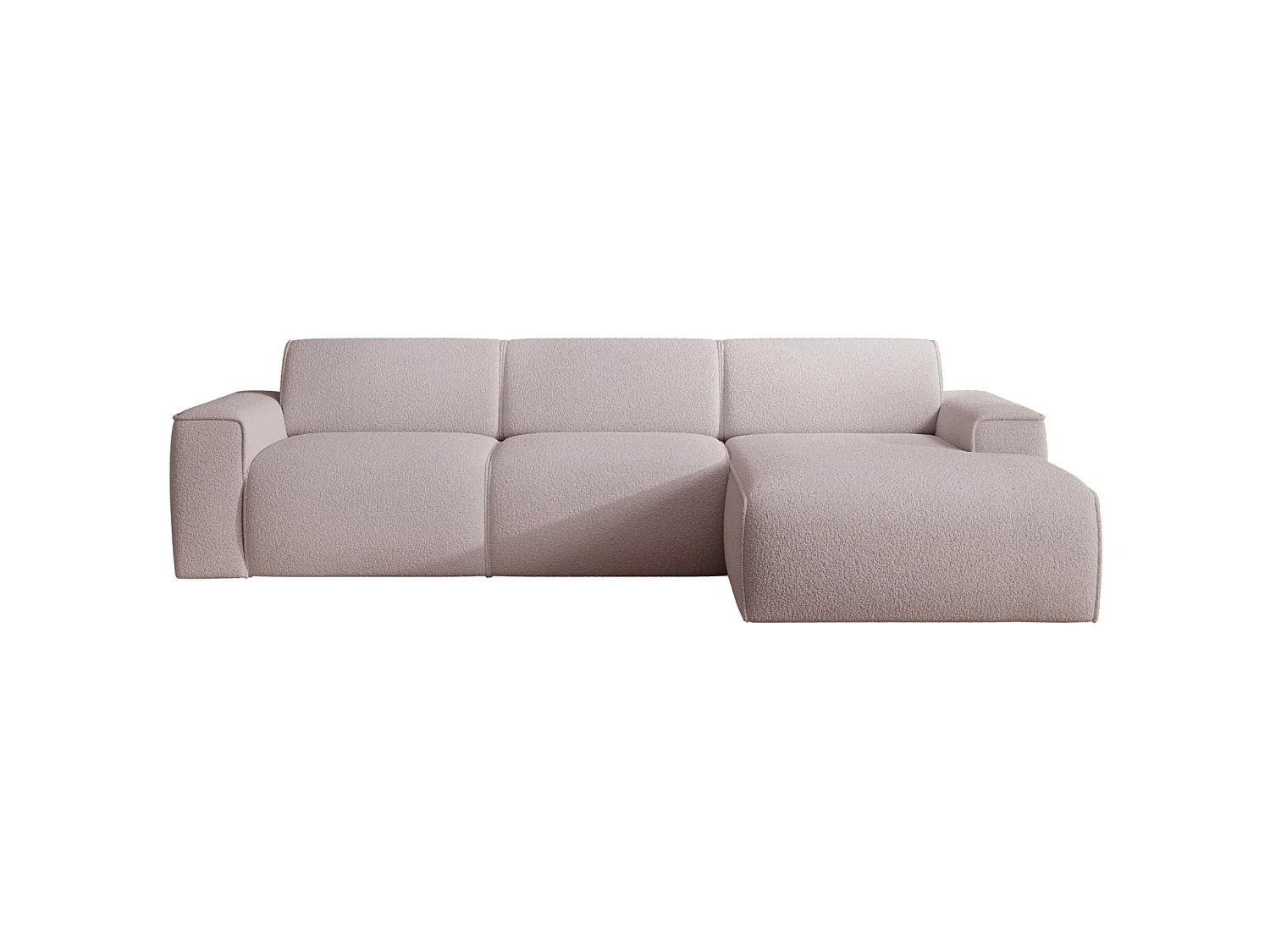 Hoekbank – ottomane rechts – beige – bouclé – BOUVI