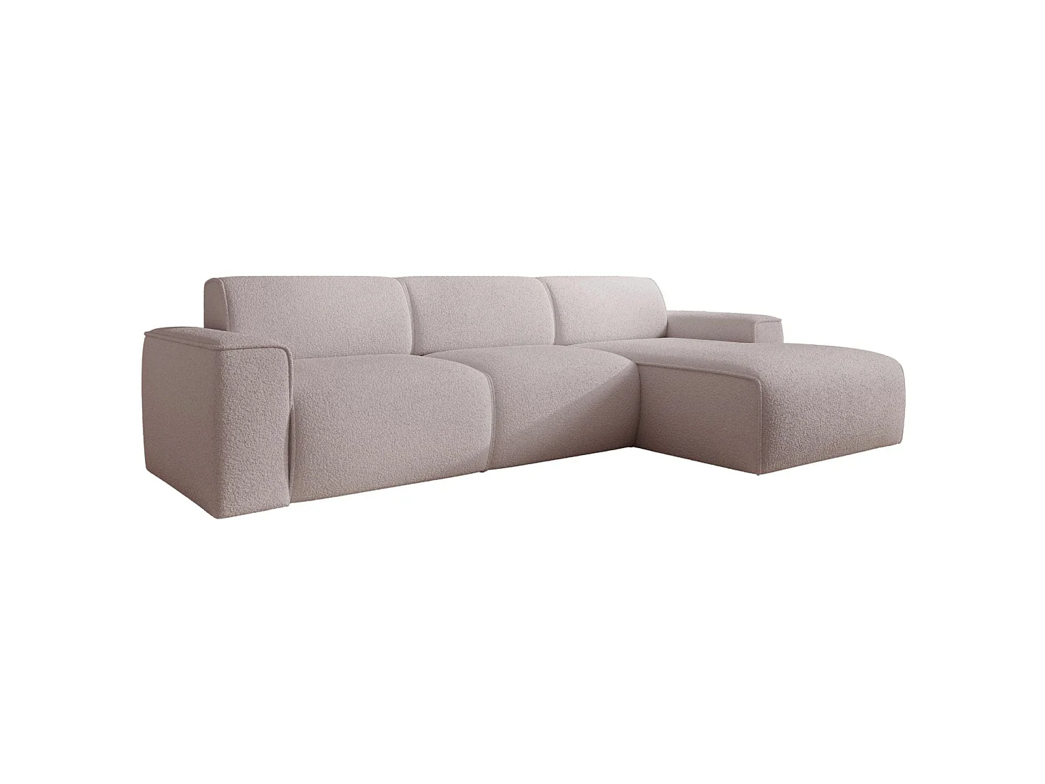 Hoekbank – ottomane rechts – beige – bouclé – BOUVI