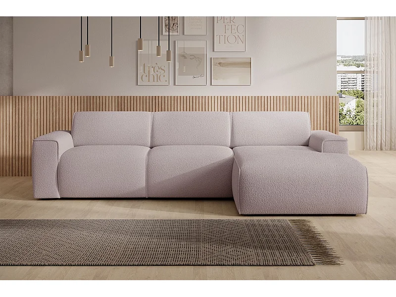 Ecksofa – Ottomane rechts – beige – Bouclé – BOUVI