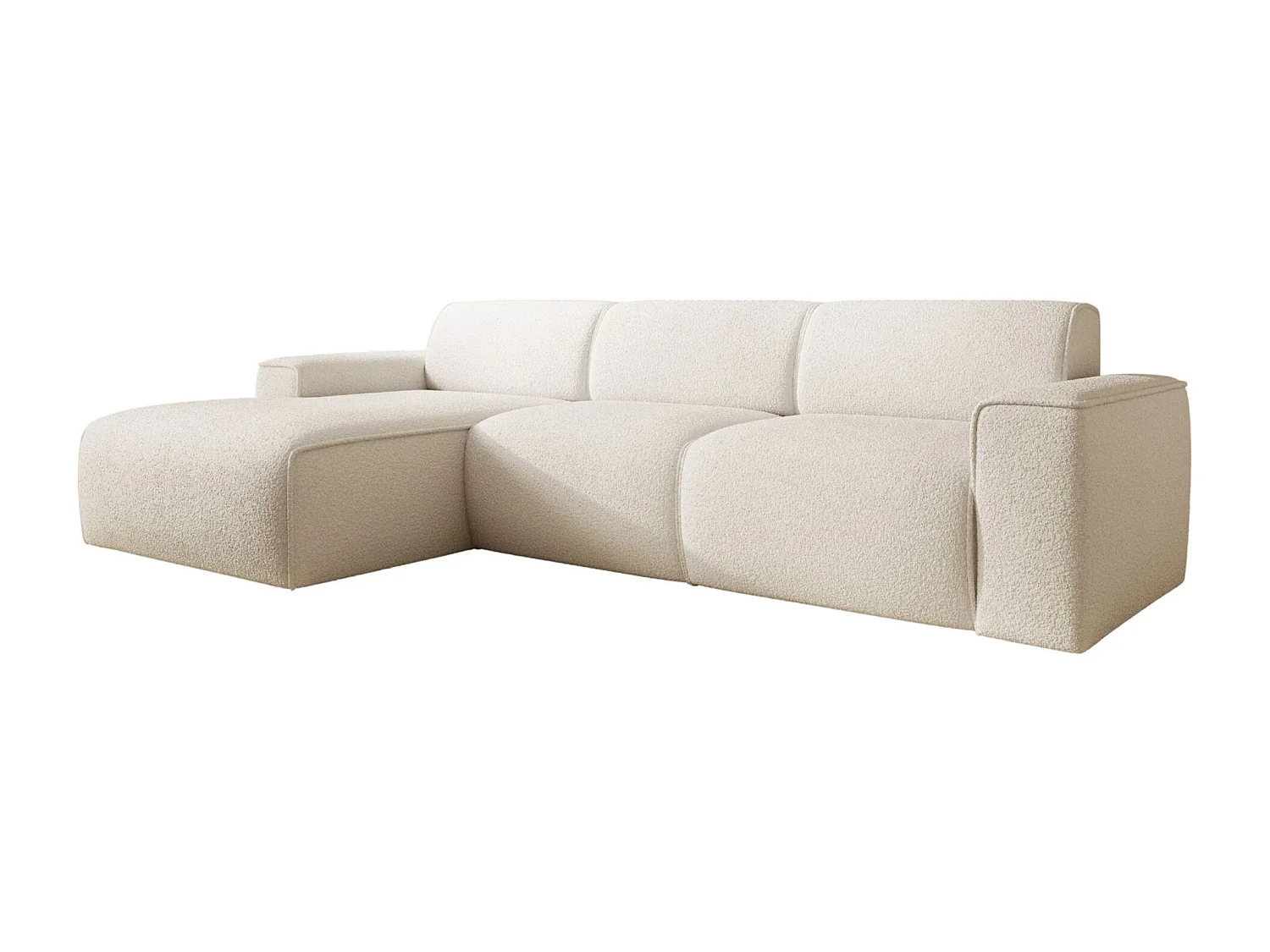 Hoekbank – ottomane links – crème – bouclé – BOUVI