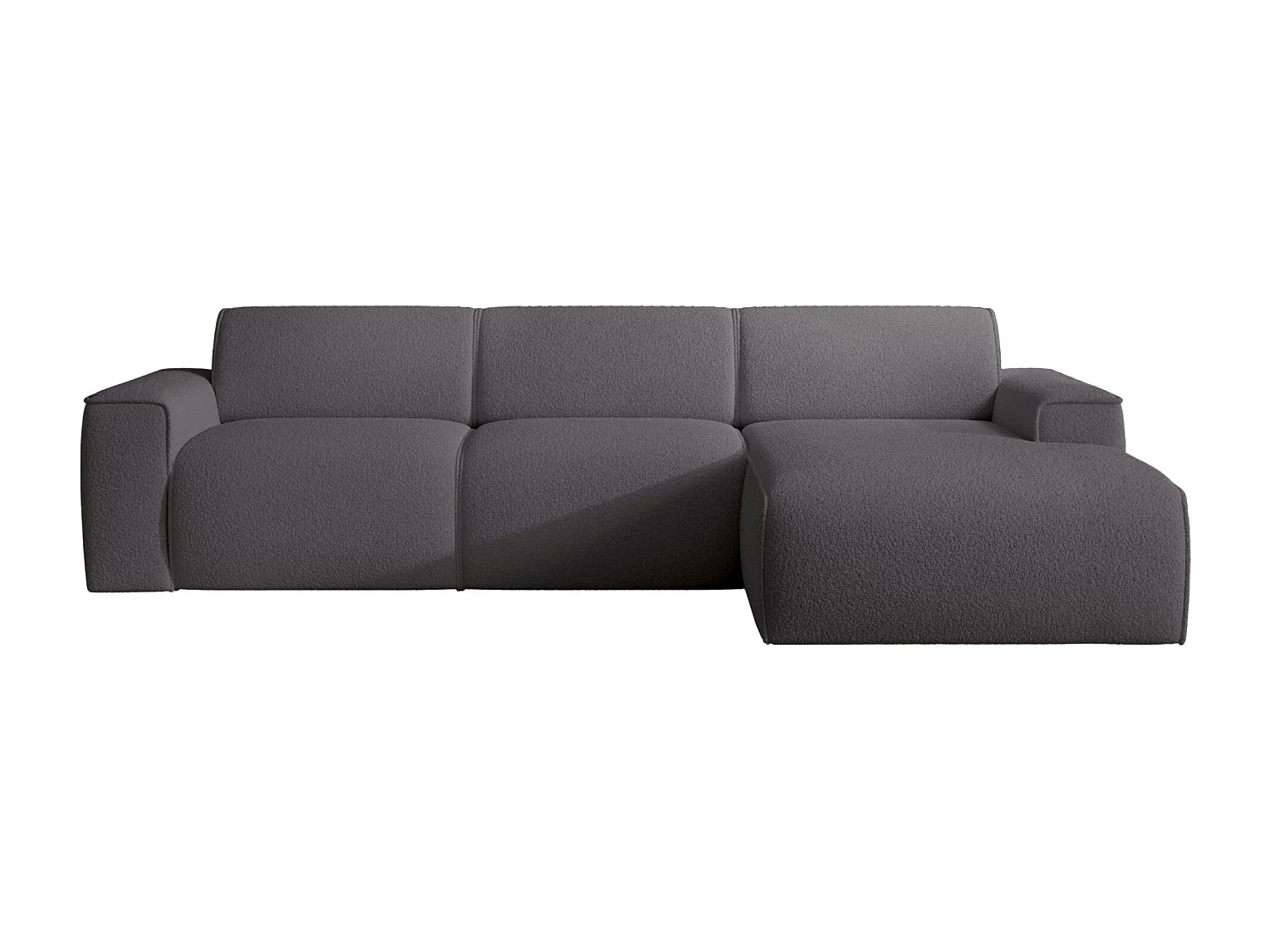 Hoekbank – ottomane rechts – donkergrijs – bouclé – BOUVI