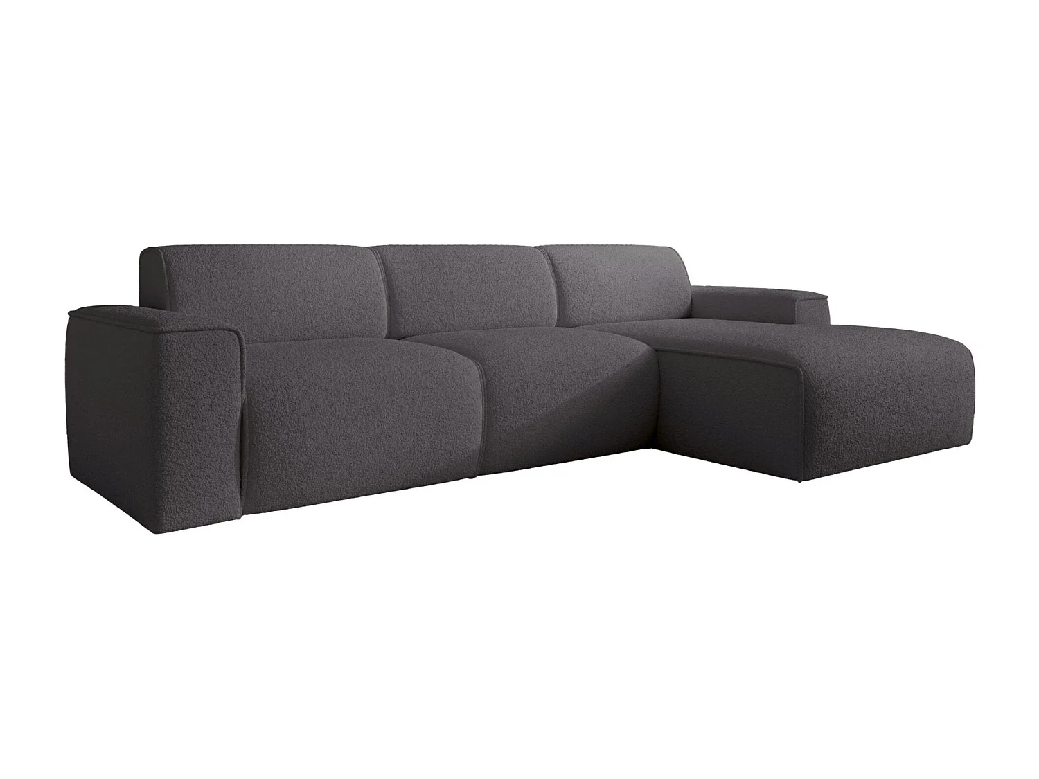 Hoekbank – ottomane rechts – donkergrijs – bouclé – BOUVI