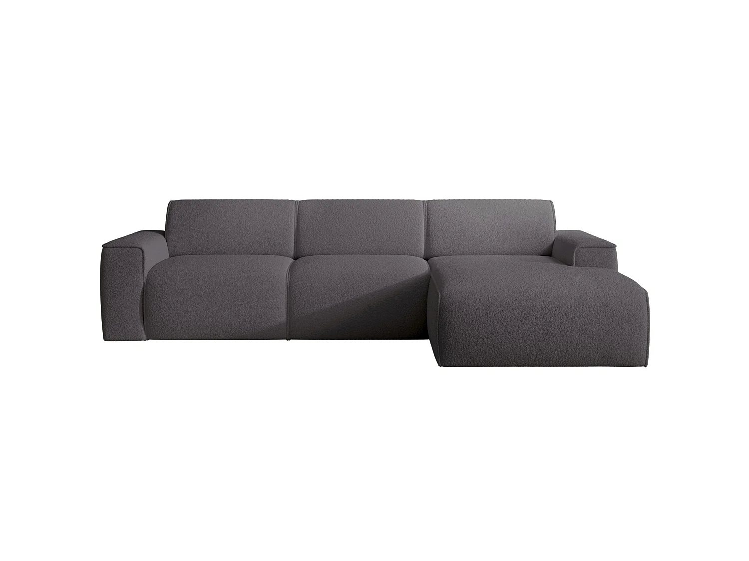 Hoekbank – ottomane rechts – donkergrijs – bouclé – BOUVI