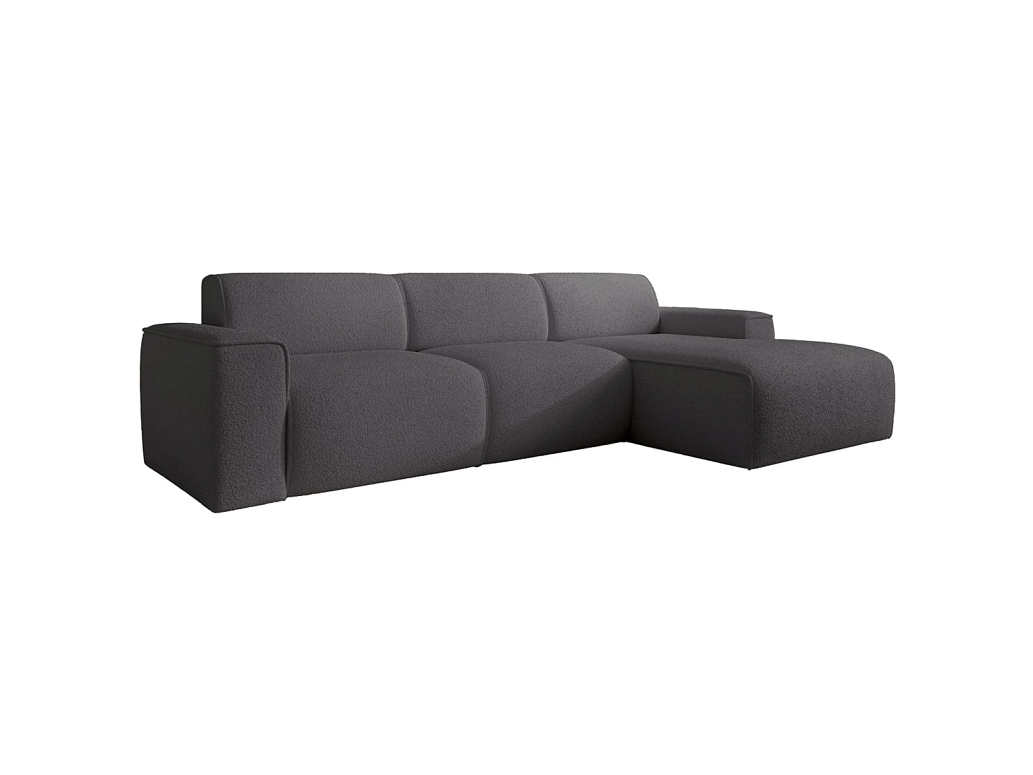 Hoekbank – ottomane rechts – donkergrijs – bouclé – BOUVI
