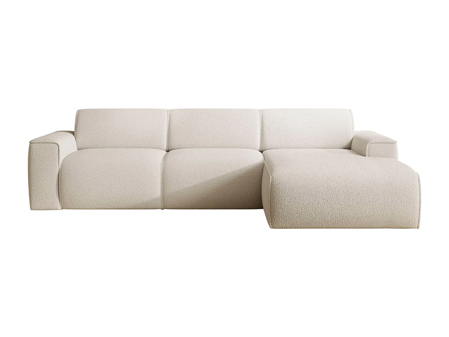 Hoekbank – ottomane rechts – crème – bouclé – BOUVI