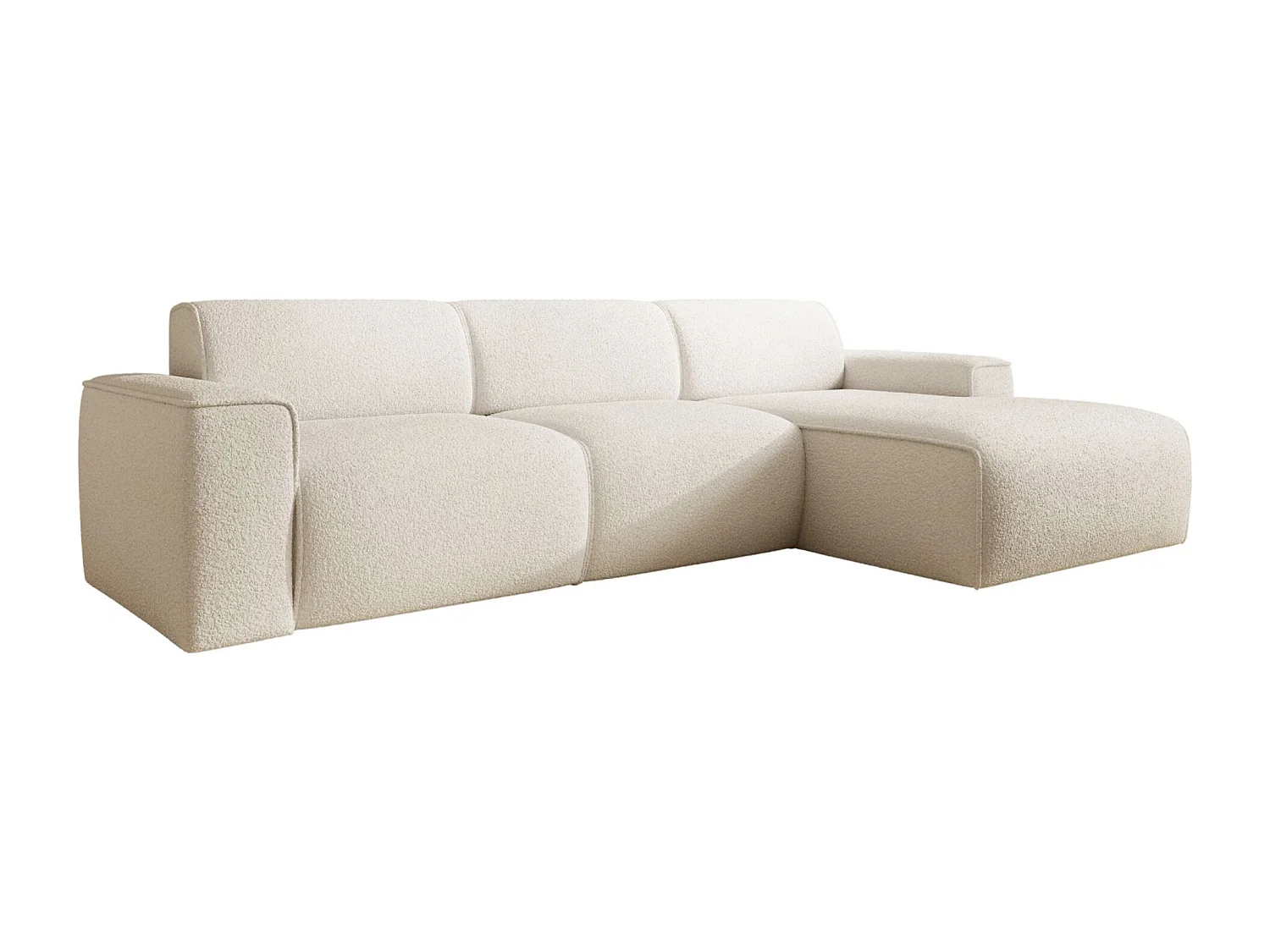 Hoekbank – ottomane rechts – crème – bouclé – BOUVI