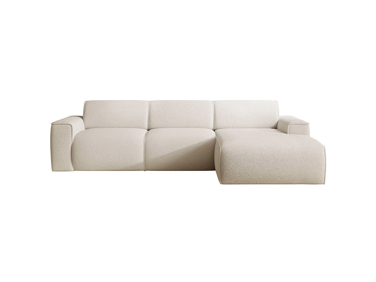 Hoekbank – ottomane rechts – crème – bouclé – BOUVI