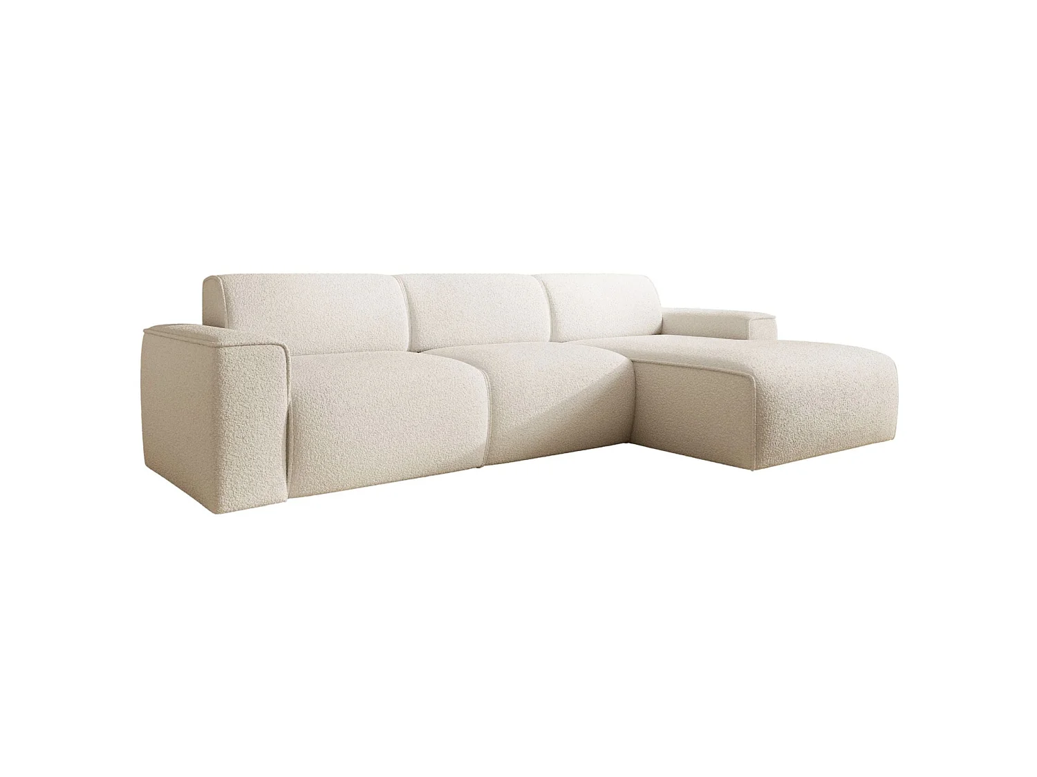 Hoekbank – ottomane rechts – crème – bouclé – BOUVI