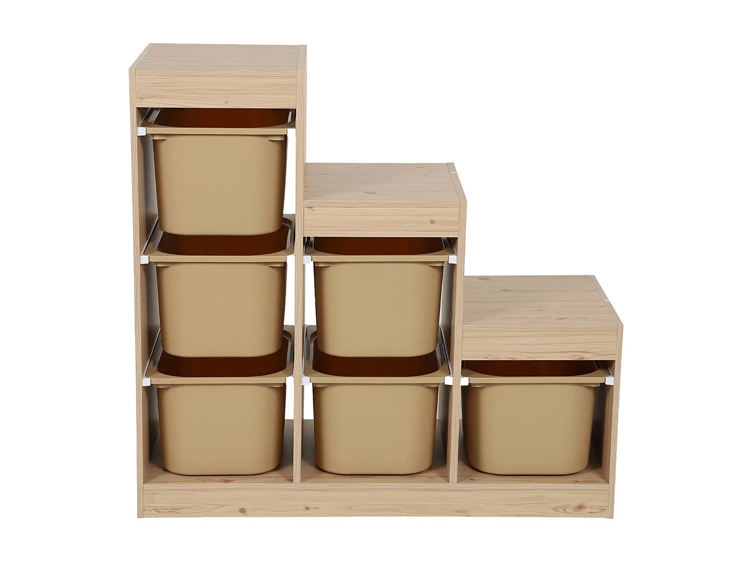 Mobile contenitore per bambini a scala con 6 contenitori, beige