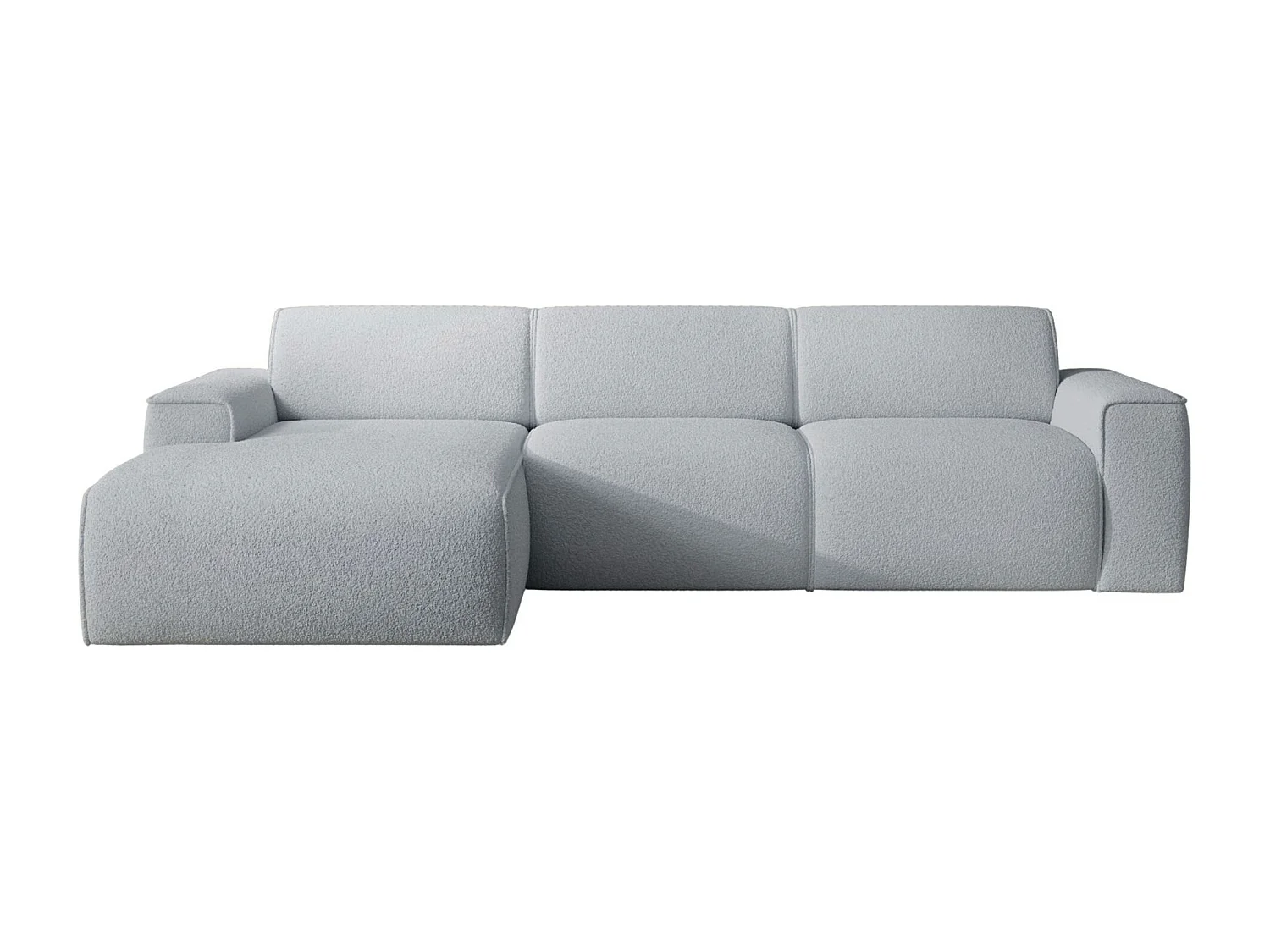 Hoekbank – ottomane links – lichtgrijs – bouclé – BOUVI