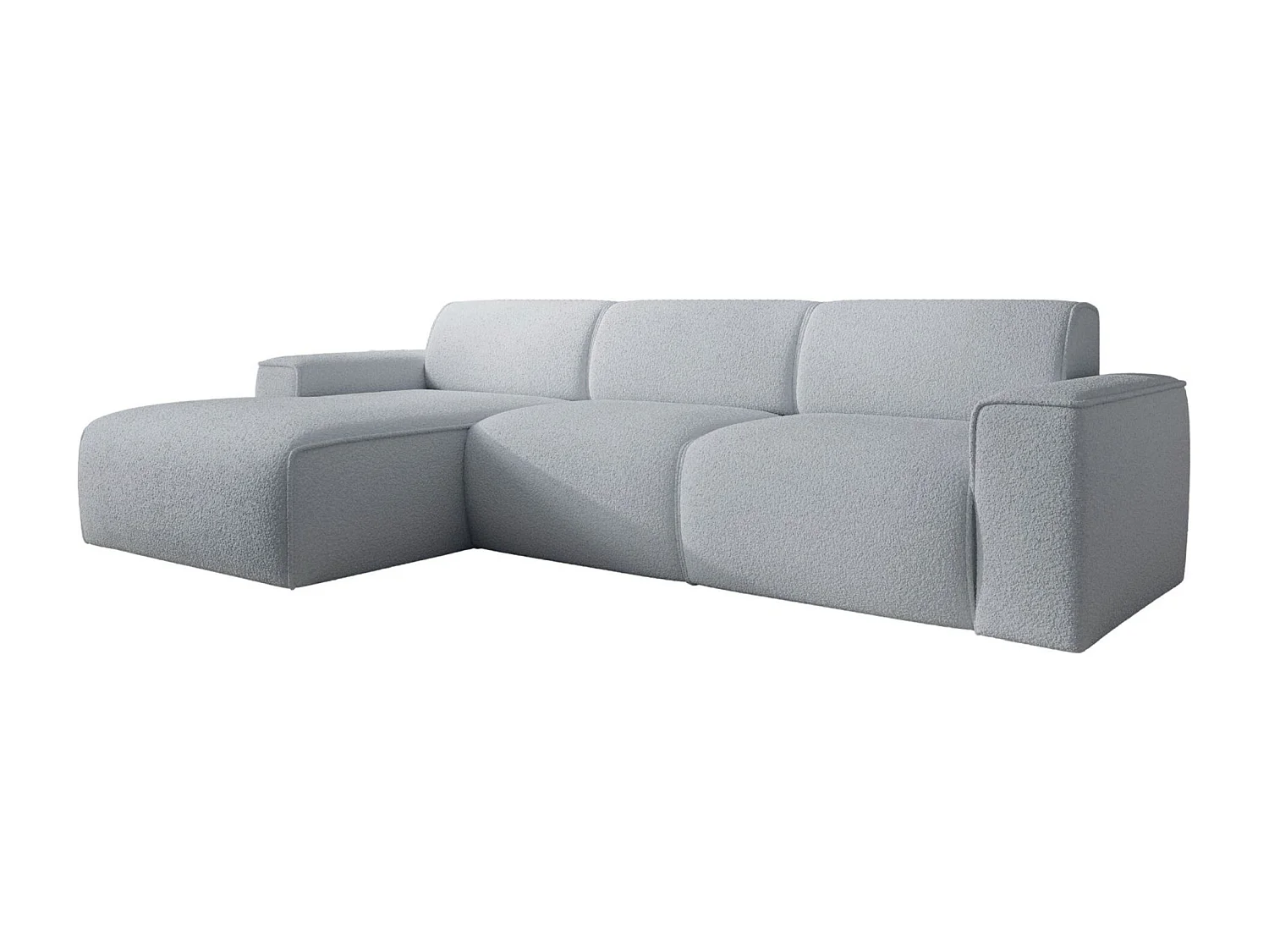 Hoekbank – ottomane links – lichtgrijs – bouclé – BOUVI