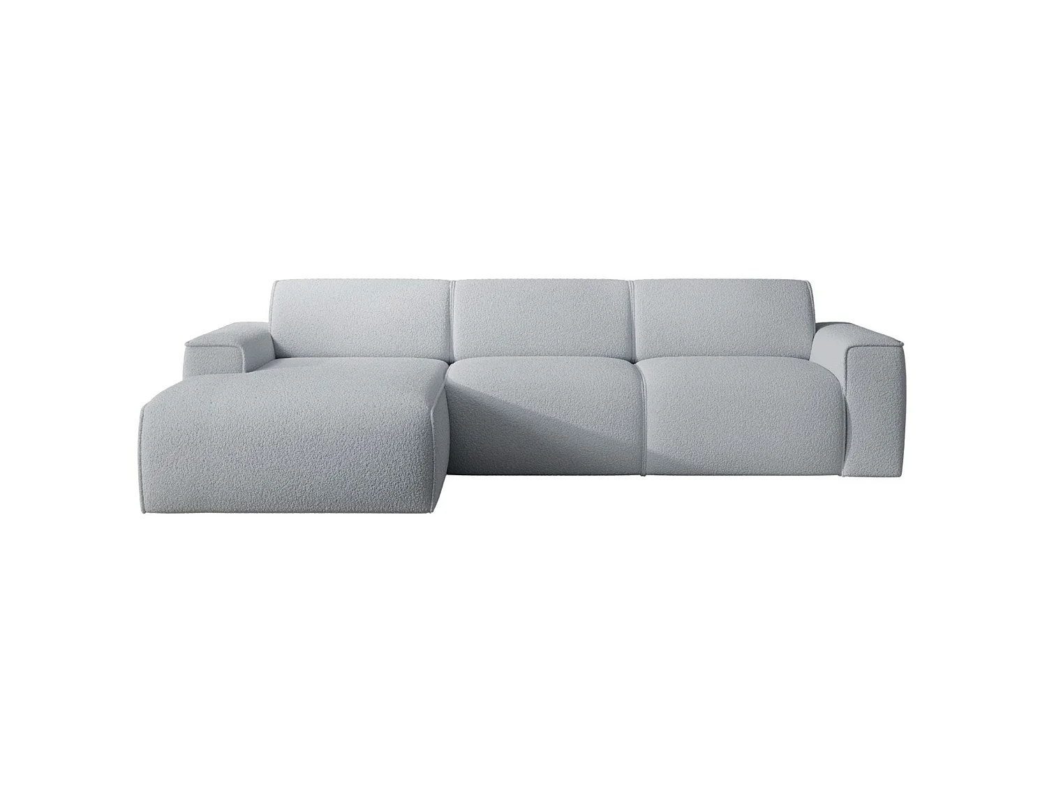 Hoekbank – ottomane links – lichtgrijs – bouclé – BOUVI