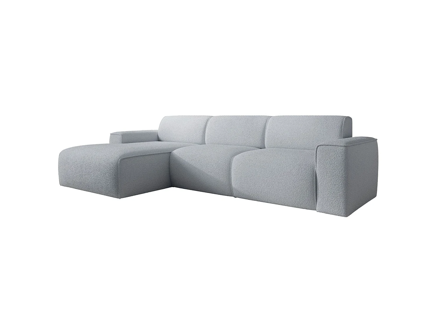 Hoekbank – ottomane links – lichtgrijs – bouclé – BOUVI