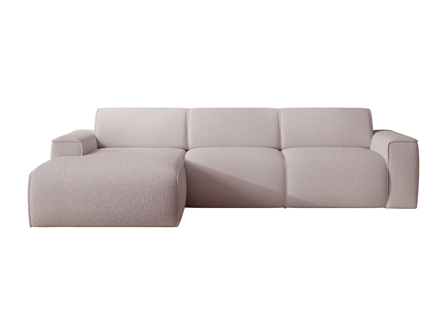 Hoekbank – ottomane links – beige – bouclé – BOUVI