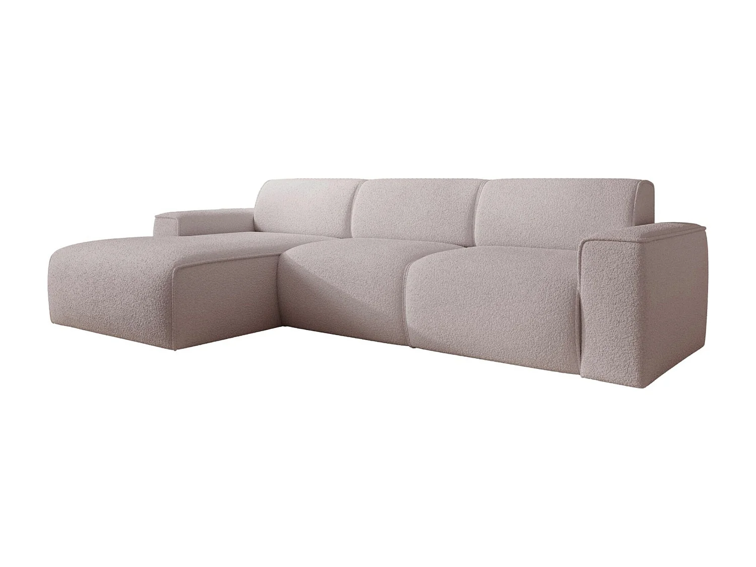 Hoekbank – ottomane links – beige – bouclé – BOUVI