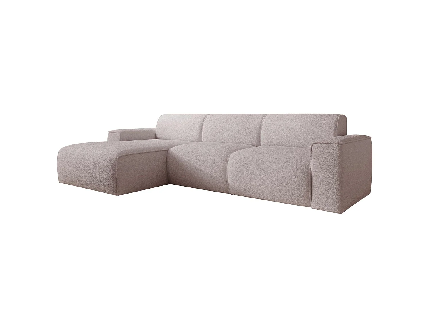 Hoekbank – ottomane links – beige – bouclé – BOUVI