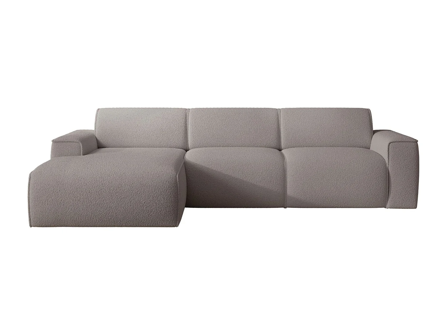 Hoekbank – ottomane links – taupe – bouclé – BOUVI