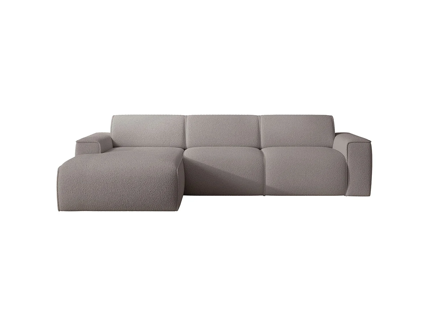 Hoekbank – ottomane links – taupe – bouclé – BOUVI