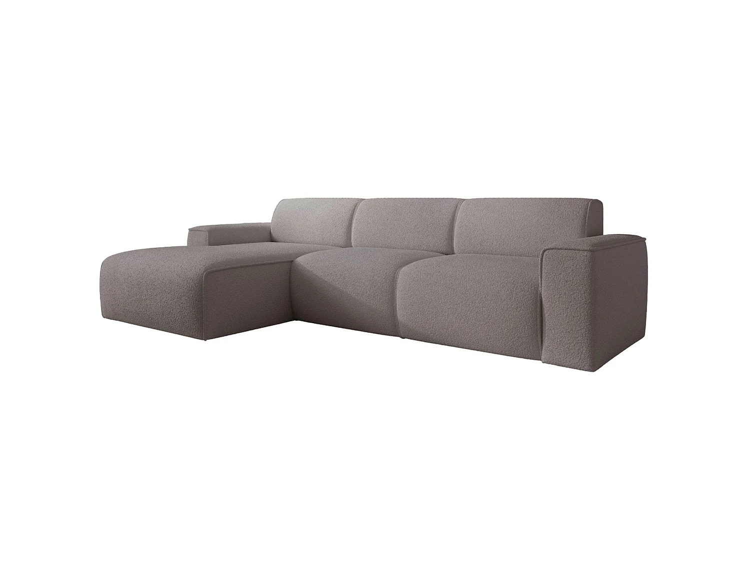 Hoekbank – ottomane links – taupe – bouclé – BOUVI