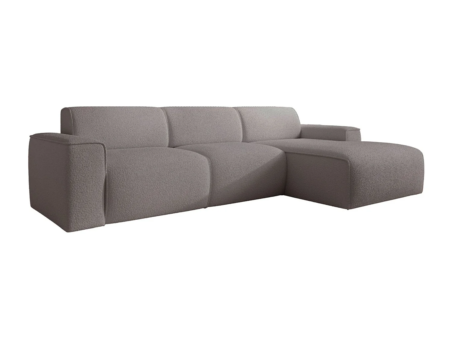 Hoekbank – ottomane rechts – taupe – bouclé – BOUVI