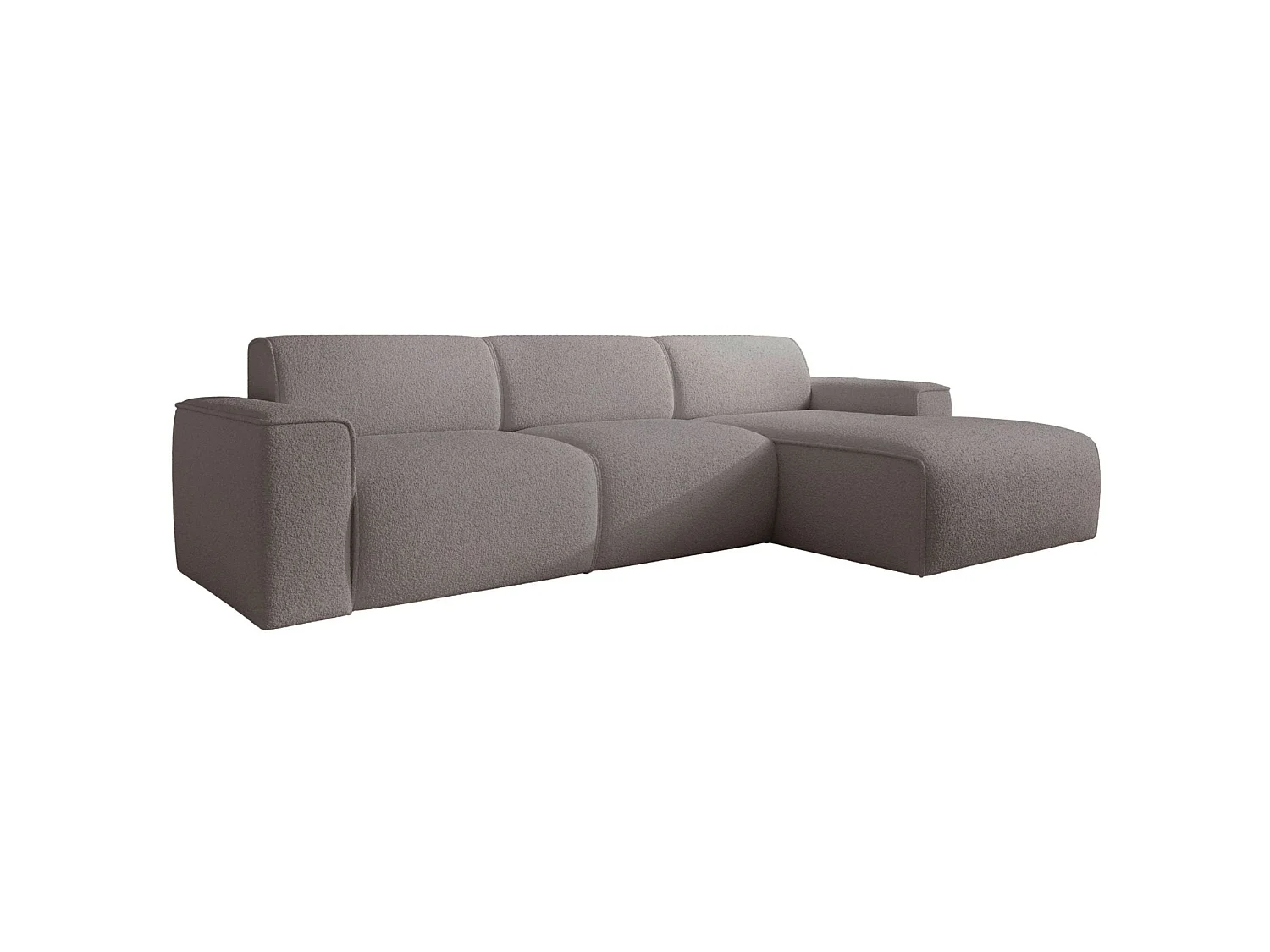 Hoekbank – ottomane rechts – taupe – bouclé – BOUVI