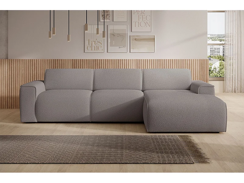 Hoekbank – ottomane rechts – taupe – bouclé – BOUVI