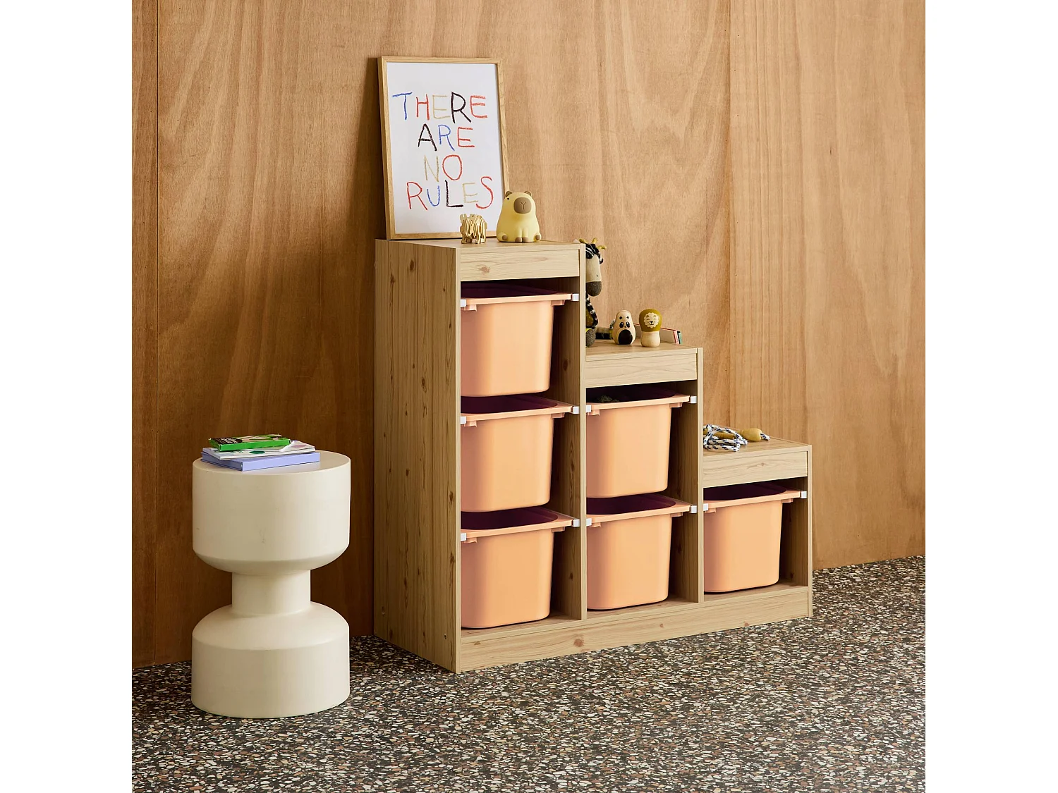 Mobile contenitore per bambini a scala con 6 contenitori, pesca