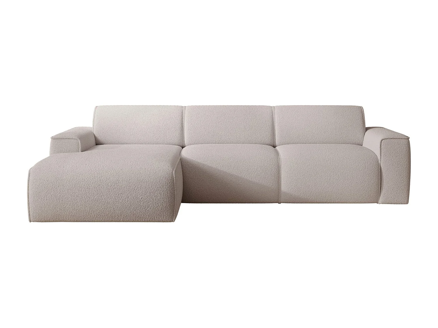 Hoekbank – ottomane links – lichtbeige – bouclé – BOUVI