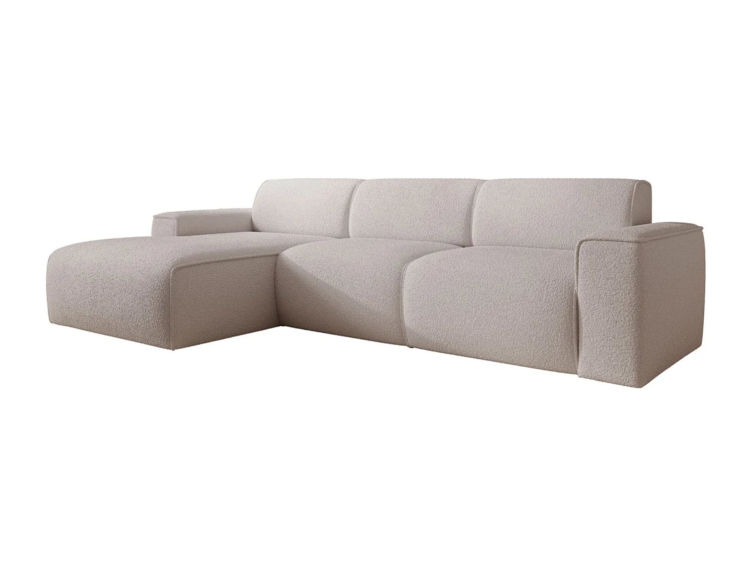 Hoekbank – ottomane links – lichtbeige – bouclé – BOUVI