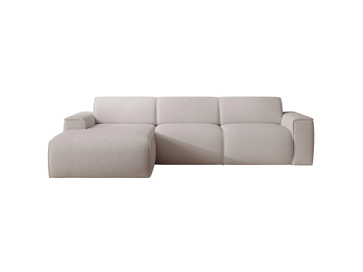 Hoekbank – ottomane links – lichtbeige – bouclé – BOUVI
