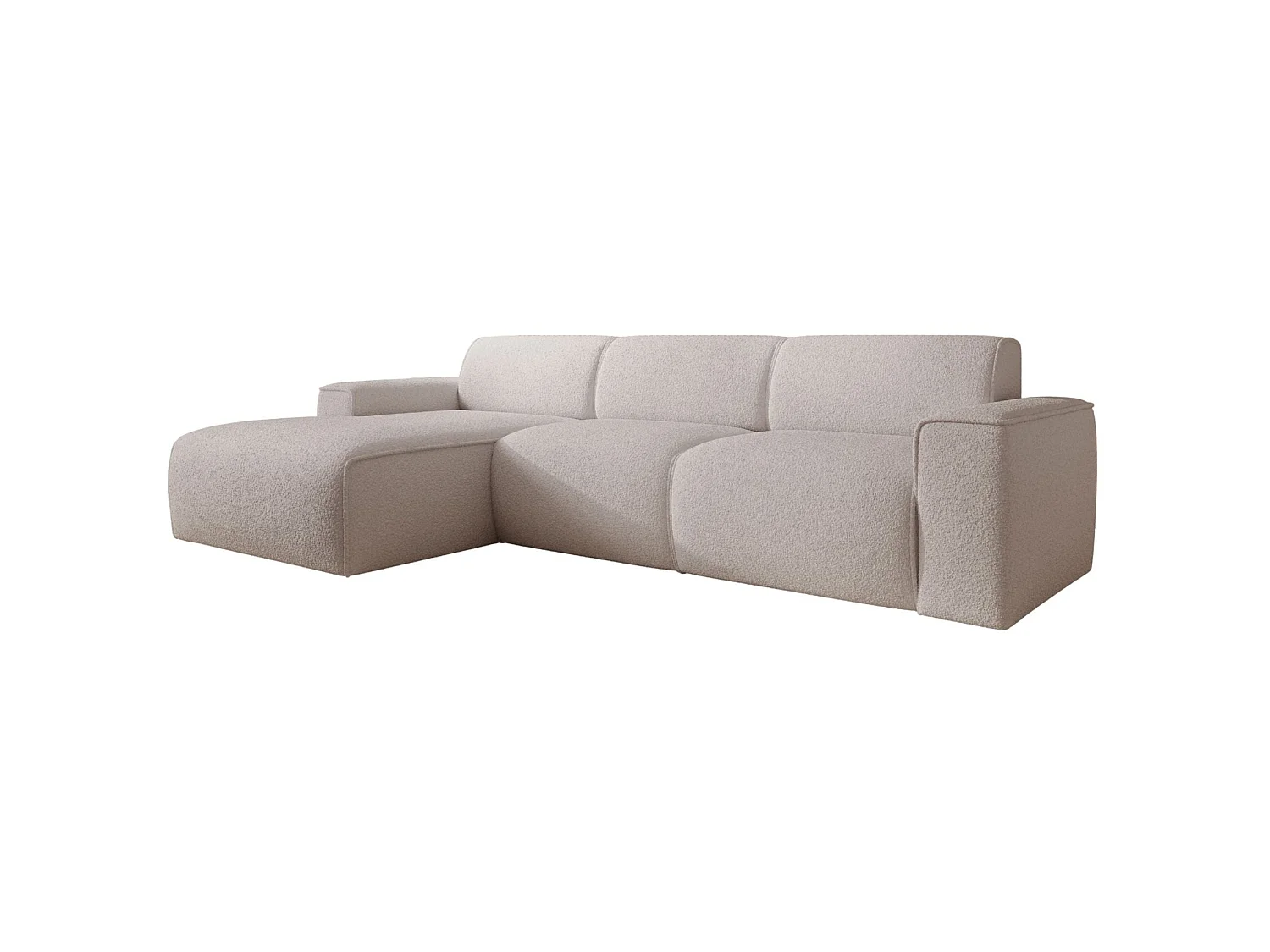Hoekbank – ottomane links – lichtbeige – bouclé – BOUVI