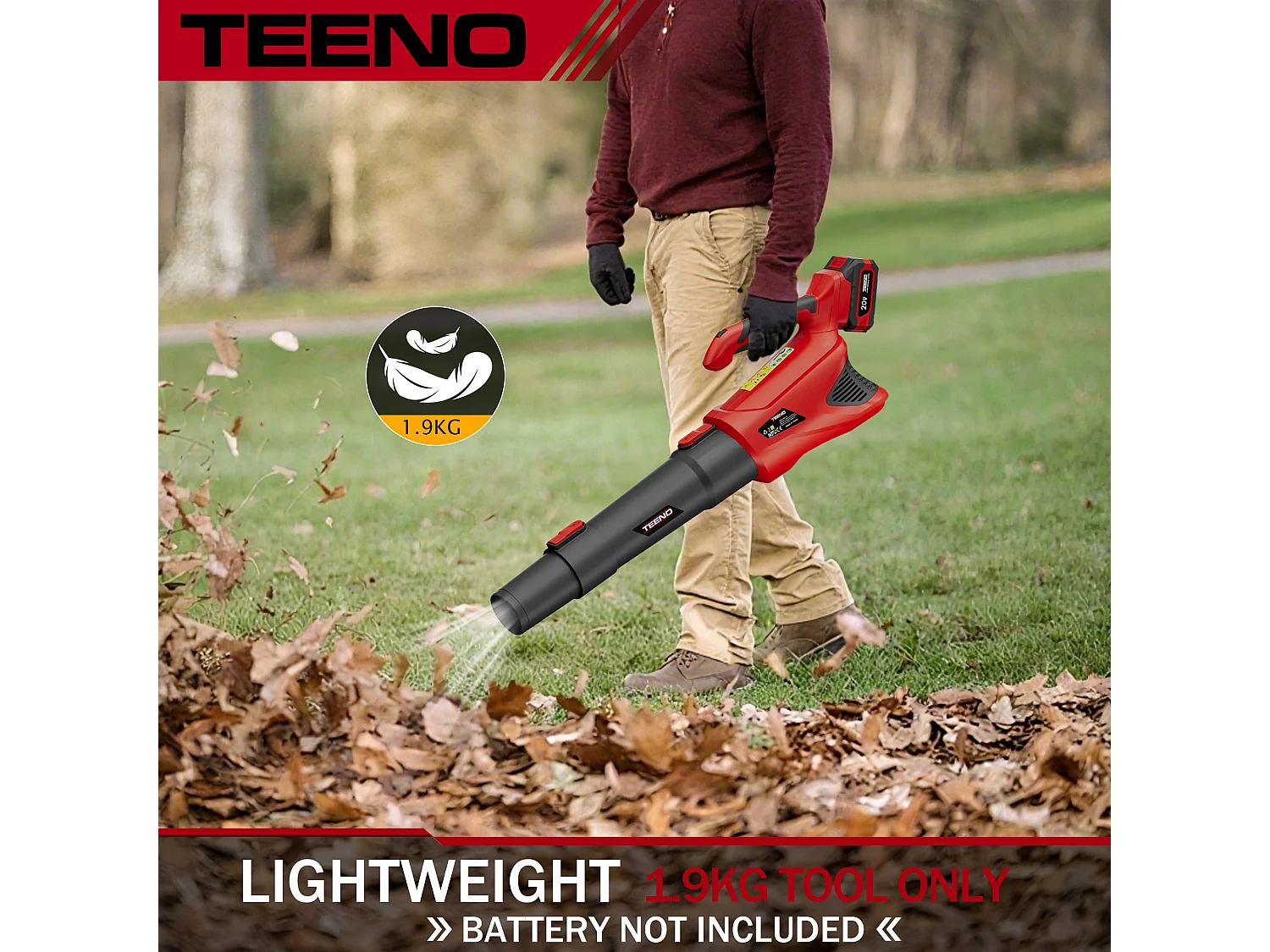 Souffleur de Feuilles sans Fil 20 V, souffleur à Feuilles avec Batterie 8,0 Ah, 5 Modes de Vitesse pour l'entretien de la pelouse, 4500 W