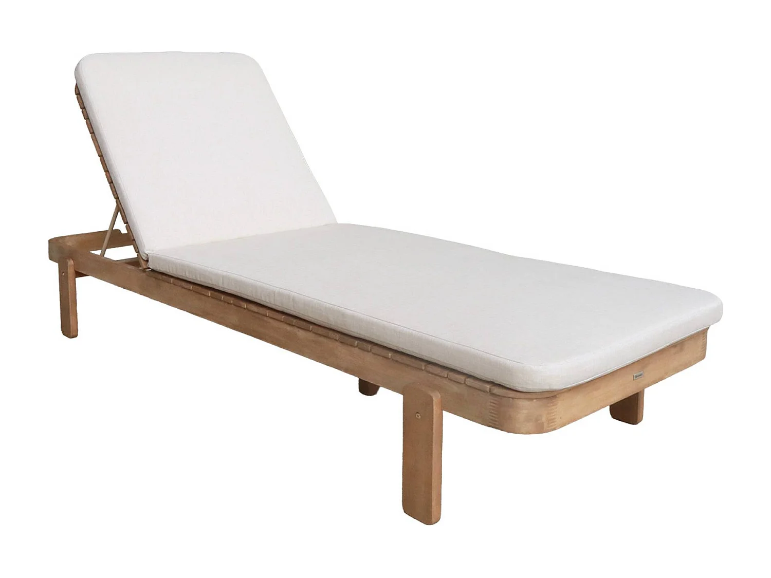 Lettino prendisole in legno di acacia multi-posizione con cuscino,