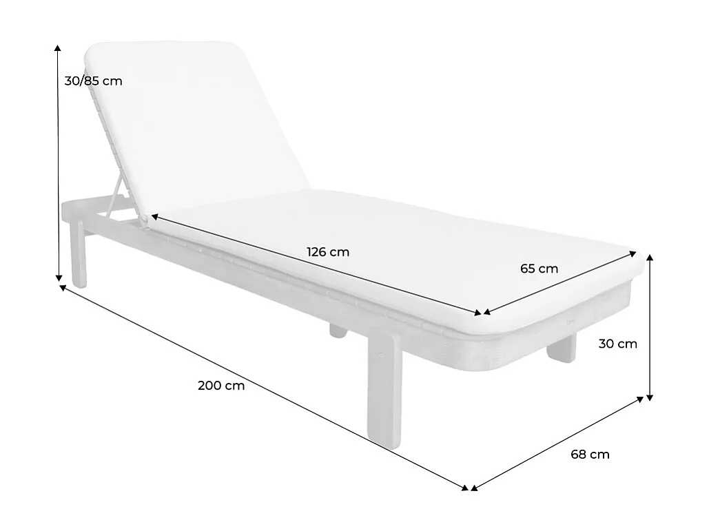Lettino prendisole in legno di acacia multi-posizione con cuscino,