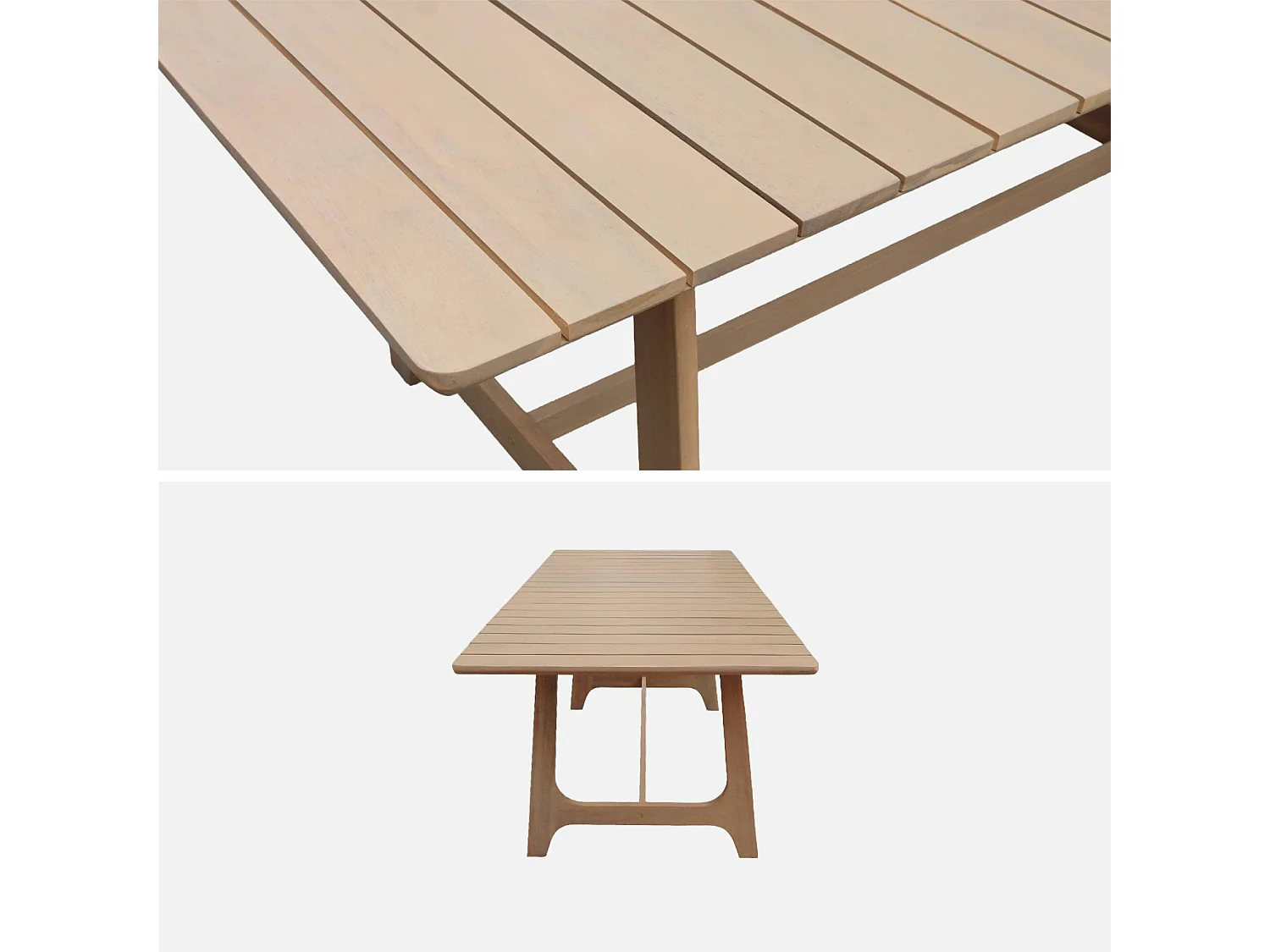 Table de jardin bois d'acacia naturel 8 places - Aroha