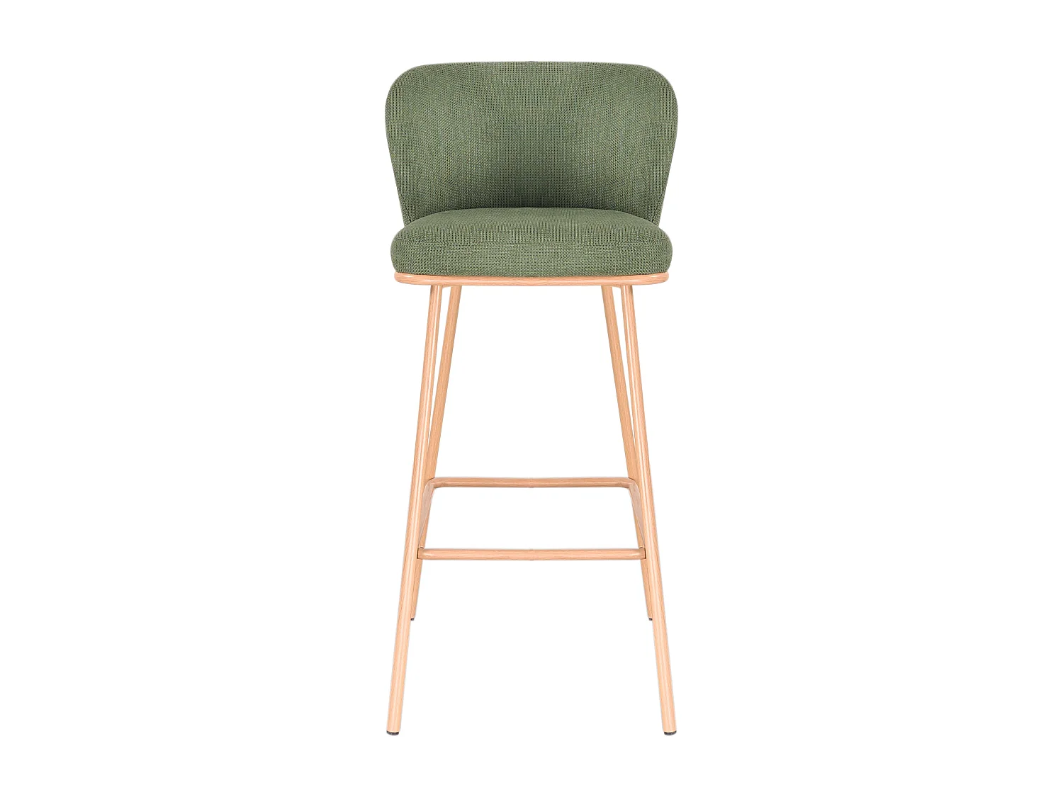 Lot de 2 tabourets de bar en tissu texturé et métal effet bois - Vert et Naturel - SENORASE