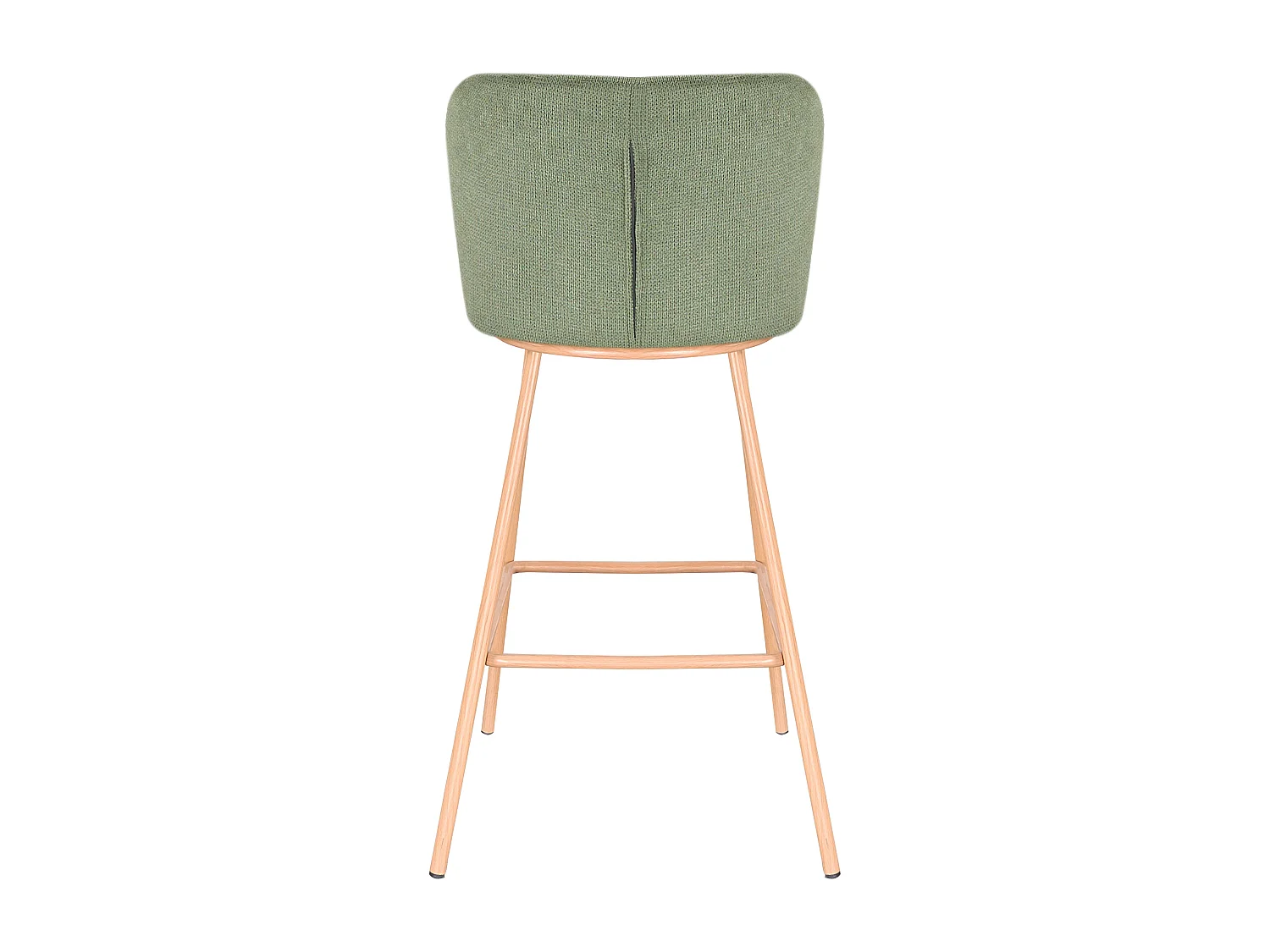 Lot de 2 tabourets de bar en tissu texturé et métal effet bois - Vert et Naturel - SENORASE