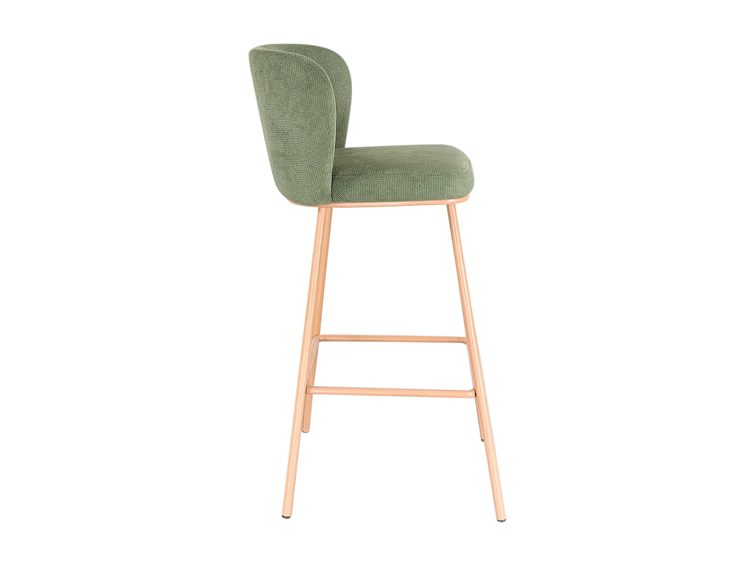 Lot de 2 tabourets de bar en tissu texturé et métal effet bois - Vert et Naturel - SENORASE