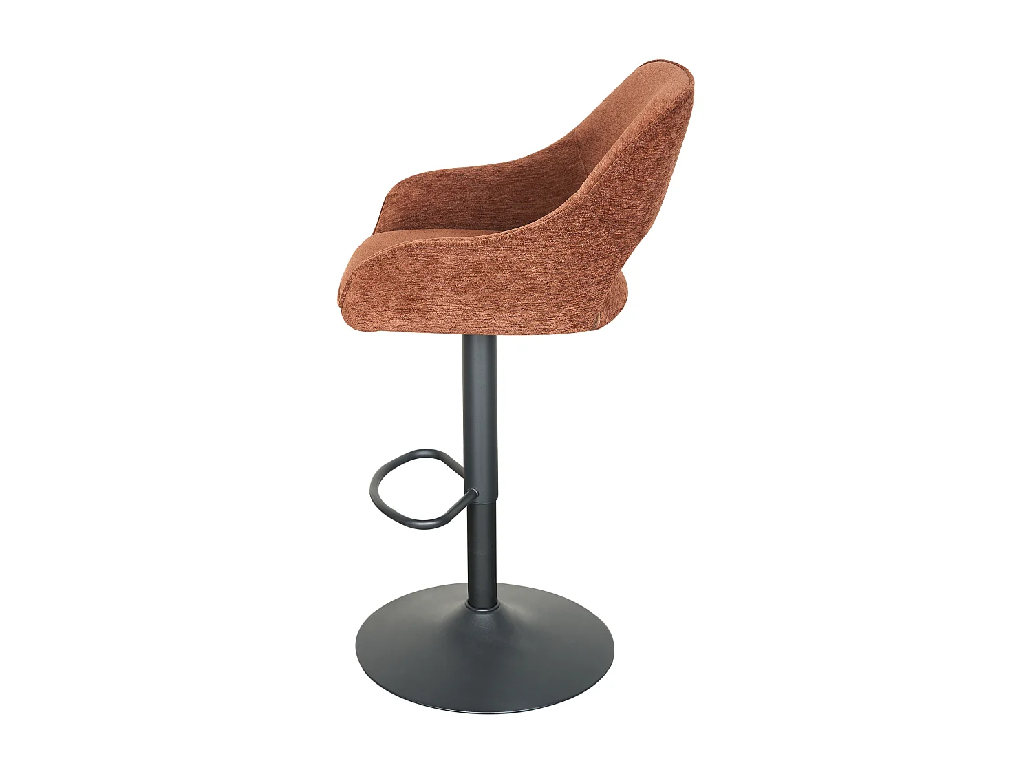 Lot de 2 tabourets de bar en tissu texturé et métal noir - Hauteur réglable - Brun - ZINEA