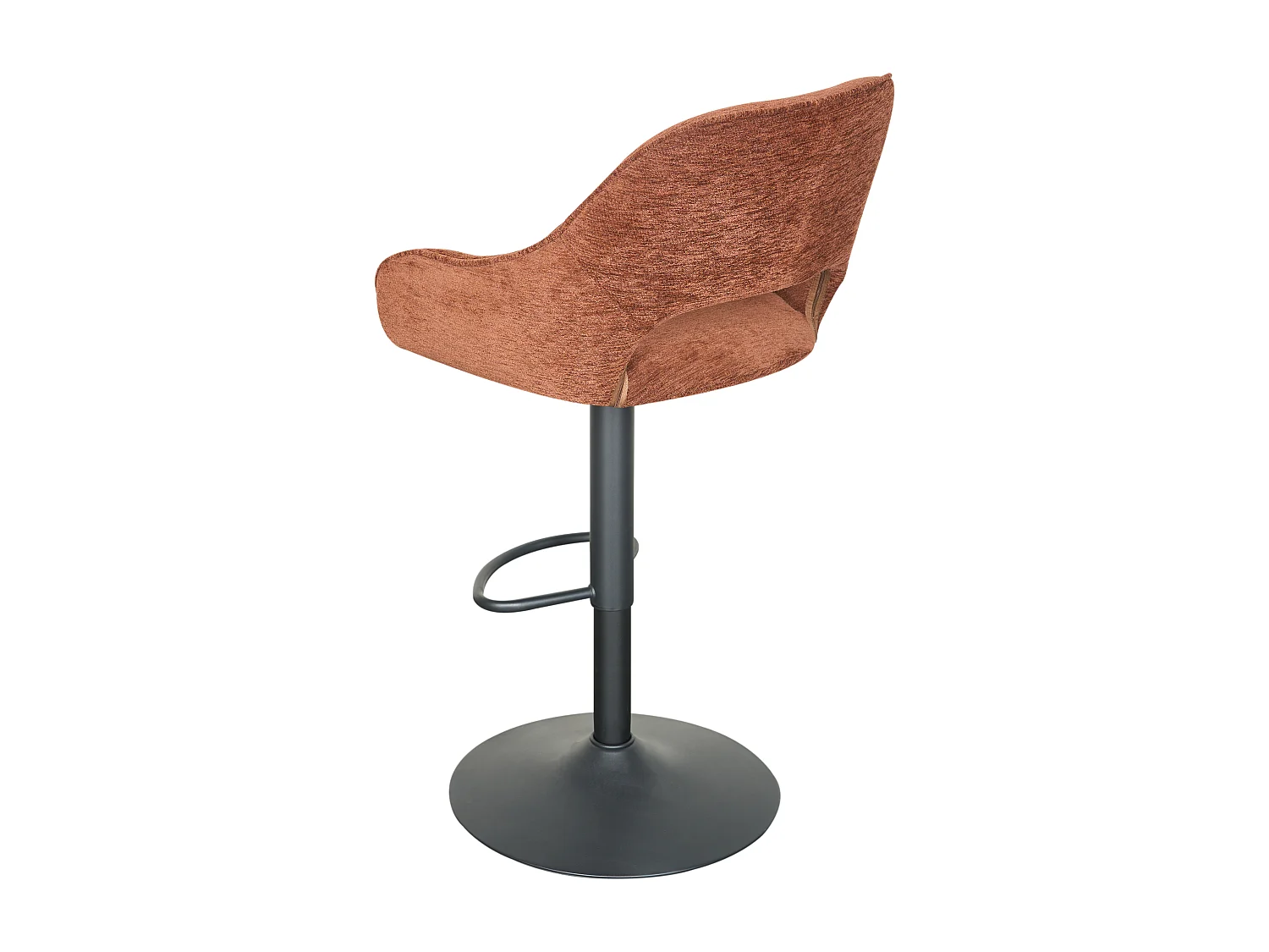 Lot de 2 tabourets de bar en tissu texturé et métal noir - Hauteur réglable - Brun - ZINEA