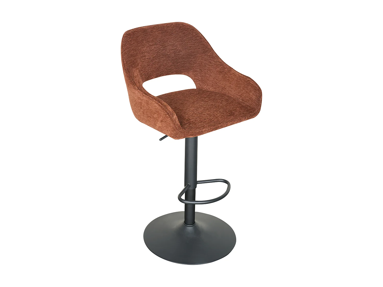 Lot de 2 tabourets de bar en tissu texturé et métal noir - Hauteur réglable - Brun - ZINEA