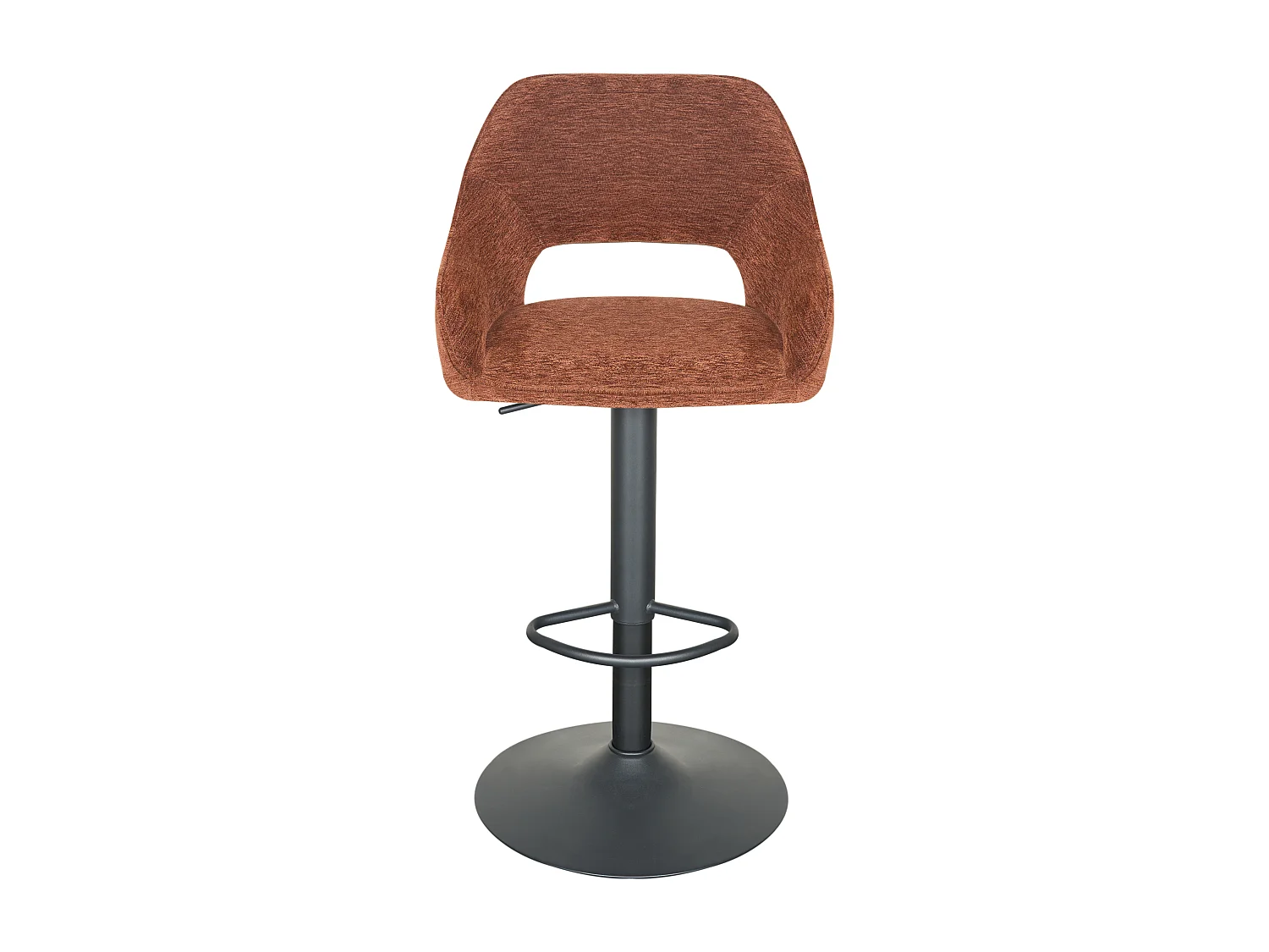Lot de 2 tabourets de bar en tissu texturé et métal noir - Hauteur réglable - Brun - ZINEA