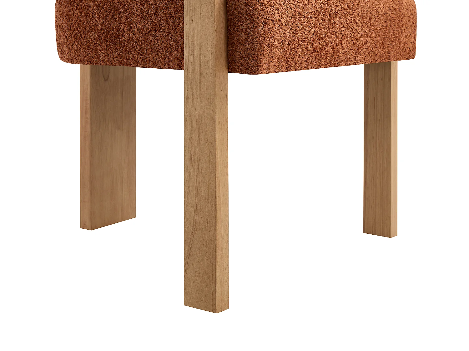 Chaise avec accoudoirs en tissu bouclette et bois d’hévéa naturel - Terracotta - LIVELIA