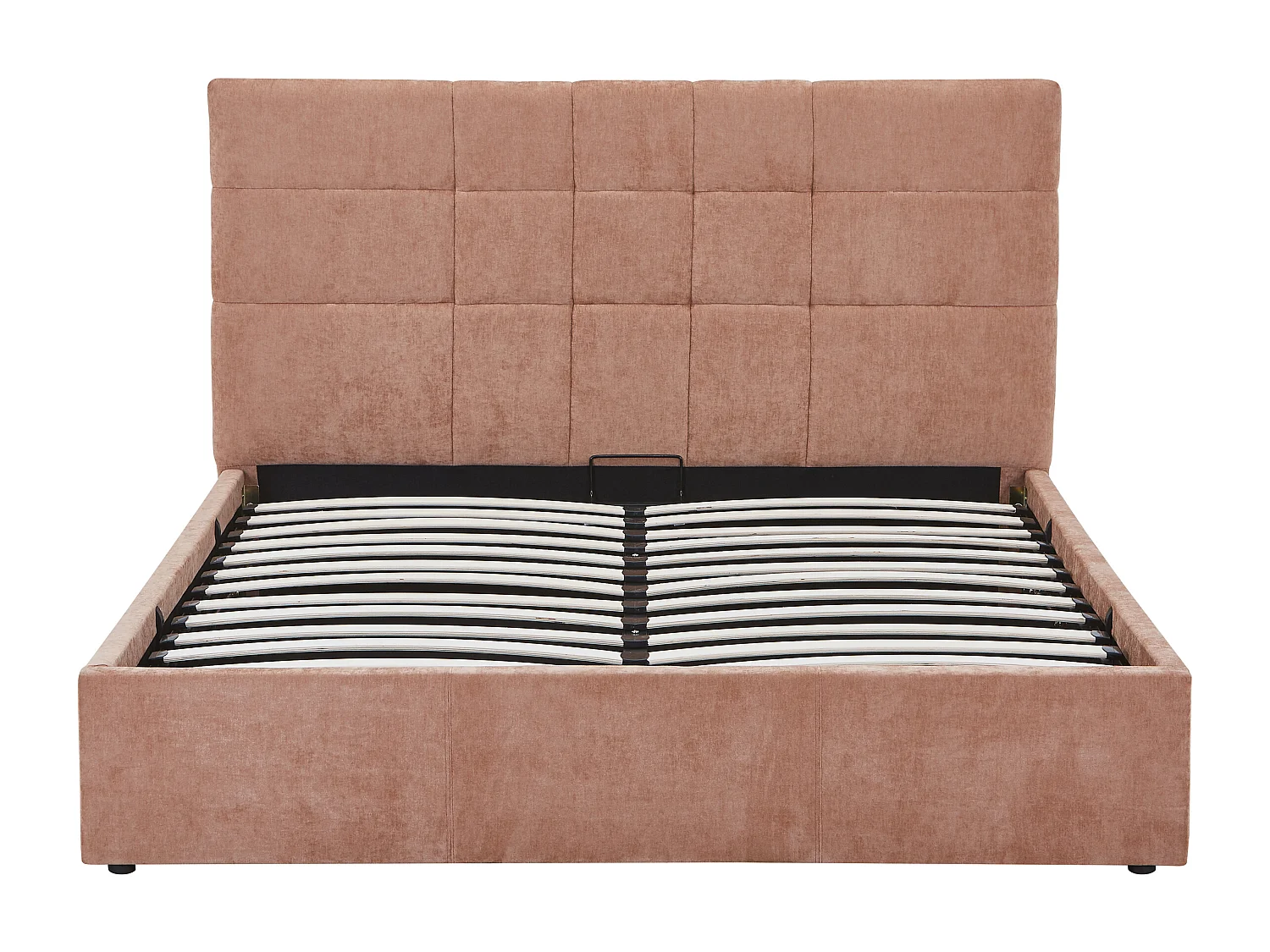 Lit coffre 140 × 190 cm – Tissu – Terracotta – HOPEYA