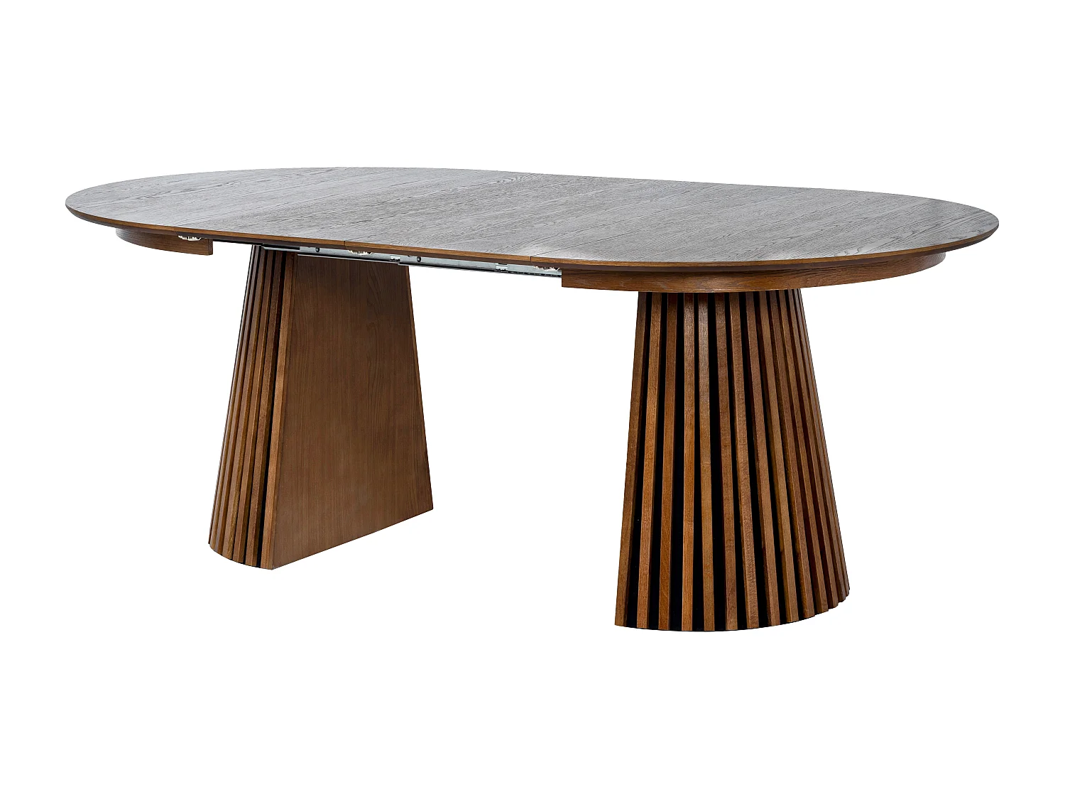 Table à manger extensible 4 à 8 personnes placage chêne - Naturel foncé - CARMIZA