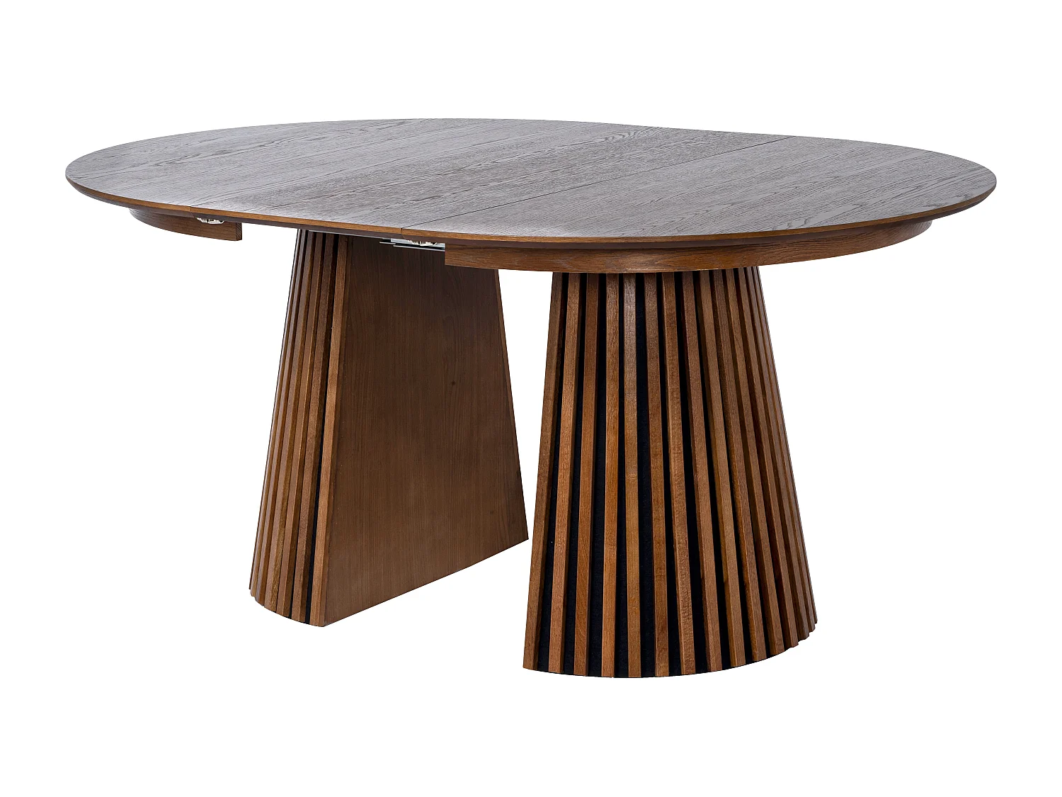 Table à manger extensible 4 à 8 personnes placage chêne - Naturel foncé - CARMIZA