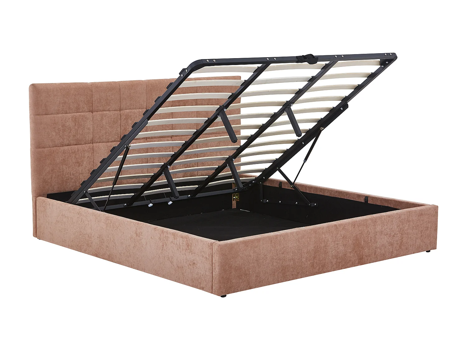 Lit coffre 180 × 200 cm – Tissu – Terracotta – HOPEYA