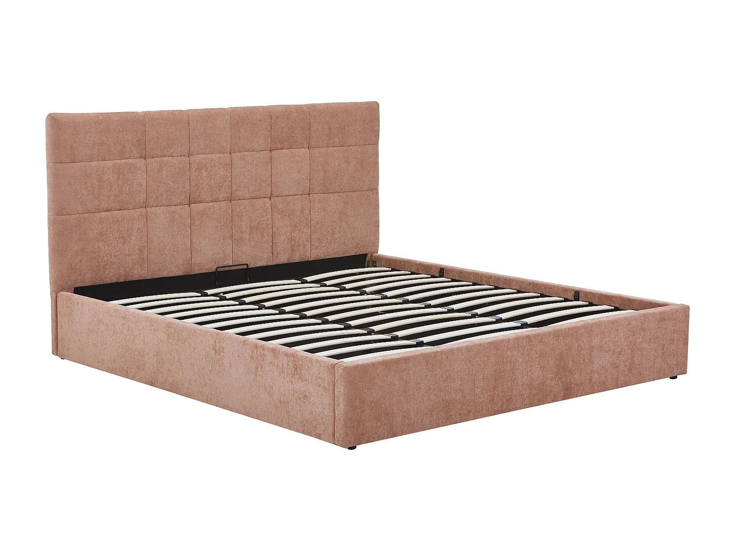 Lit coffre 180 × 200 cm – Tissu – Terracotta – HOPEYA